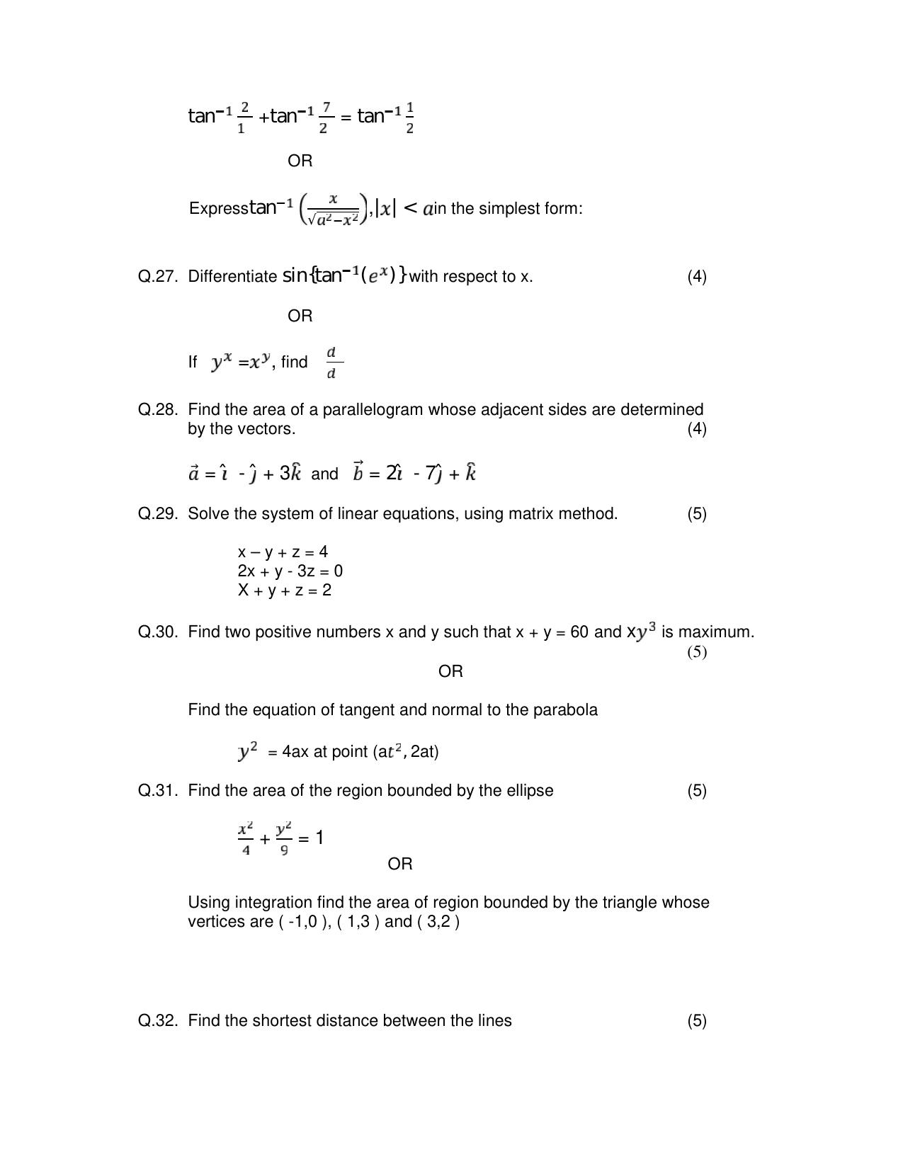 HPBOSE Class 12th Math Sample Question Papers 2024 - Page 4