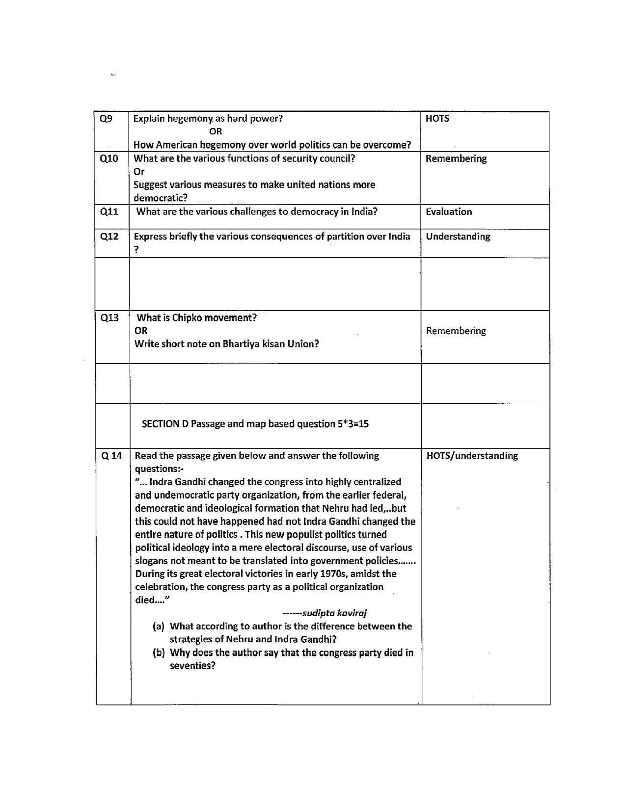 JKBOSE Class 12 Political Science Model Question Paper 2023 - Page 4