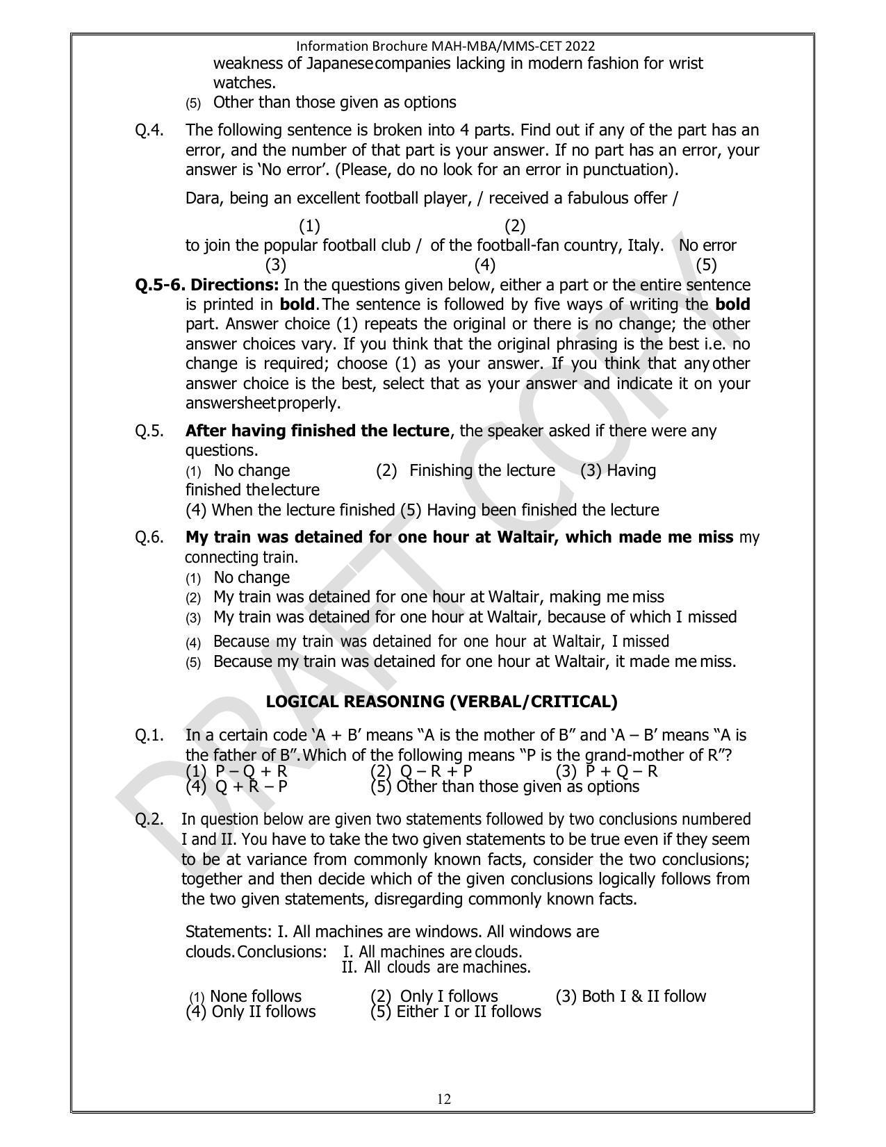 MAH MBA CET 2022 Question Paper - Page 2