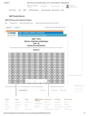 NEET Code W 2013 Answer & Solutions
