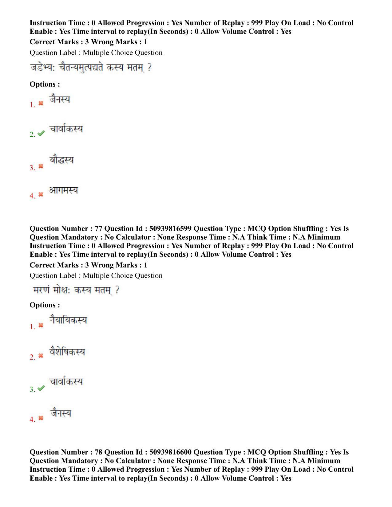 BHU RET Dharm Vijnana 2020 Question Paper - Page 45