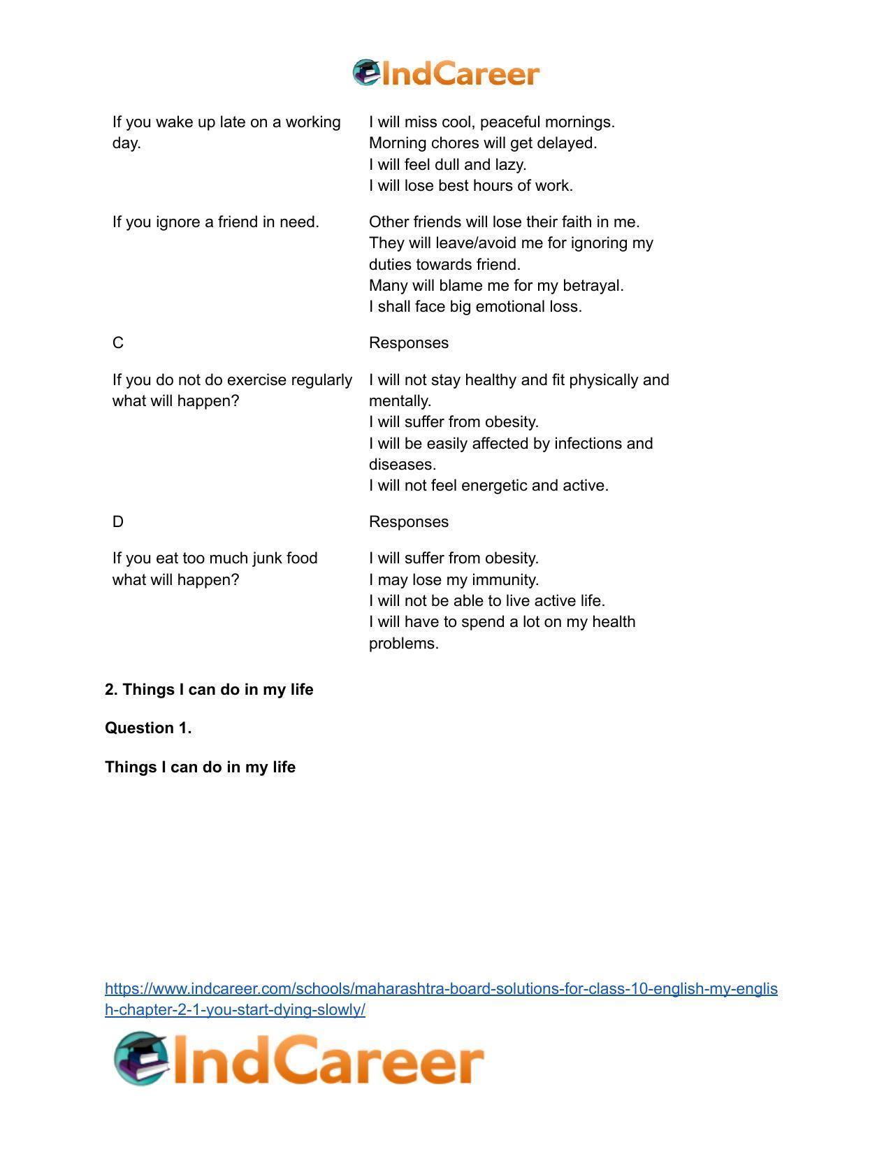 Maharashtra Board Solutions for Class 10- English (My English): Chapter 2.1- You Start Dying Slowly - Page 4