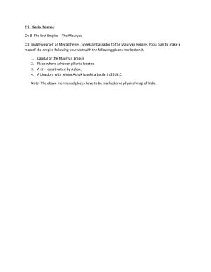 CBSE Worksheets for Class 6 Social Science The first Empire The Mauryas Assignment