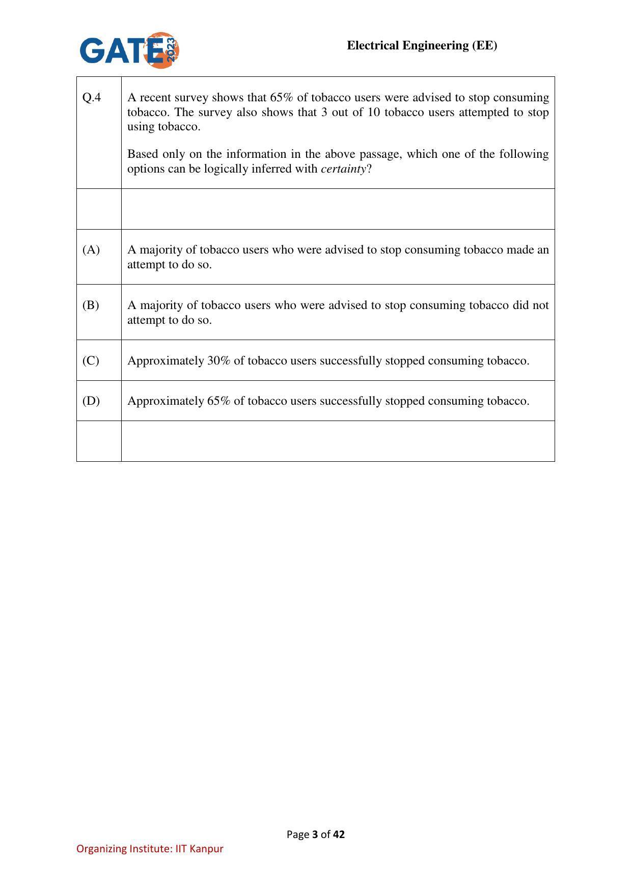 GATE 2023 Electrical Engineering (EE) Question Paper - Page 3