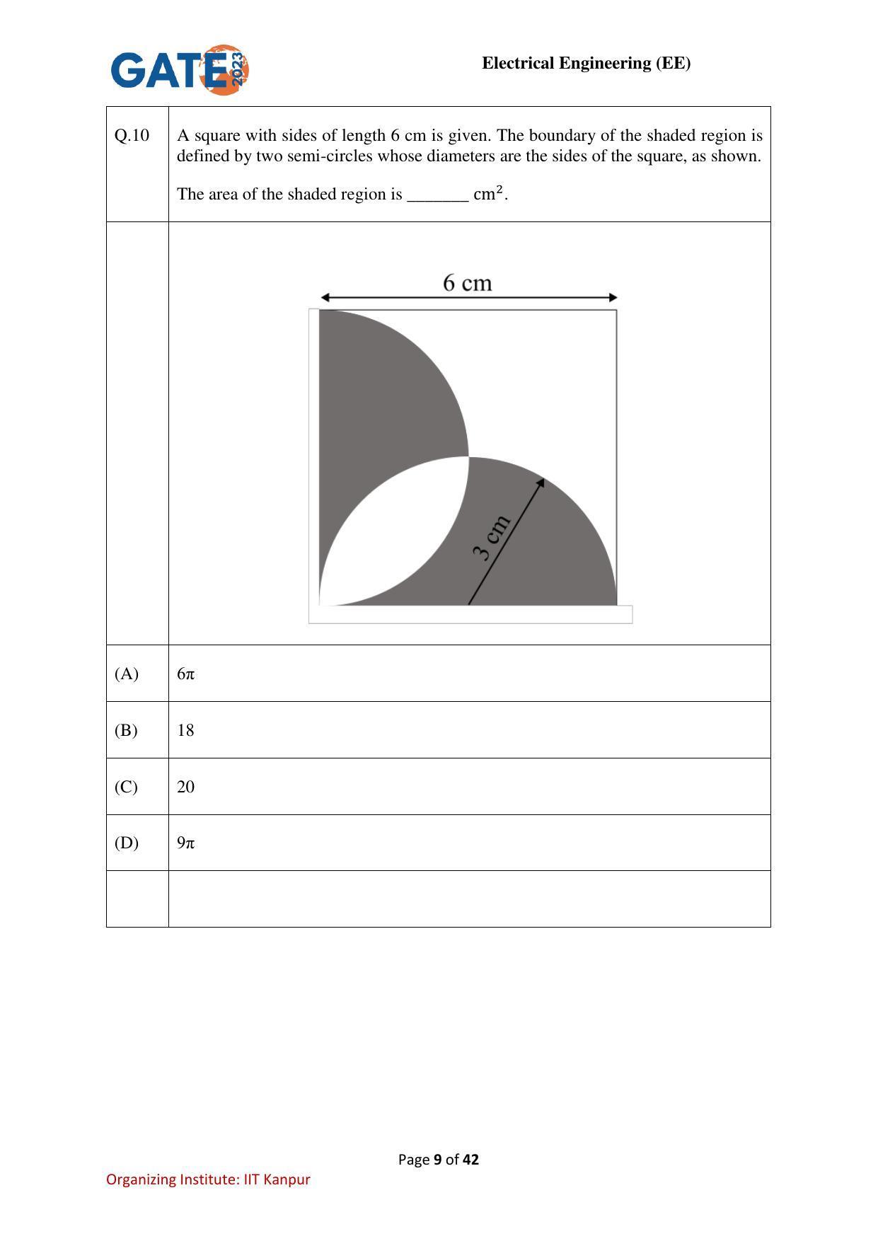GATE 2023 Electrical Engineering (EE) Question Paper - Page 9