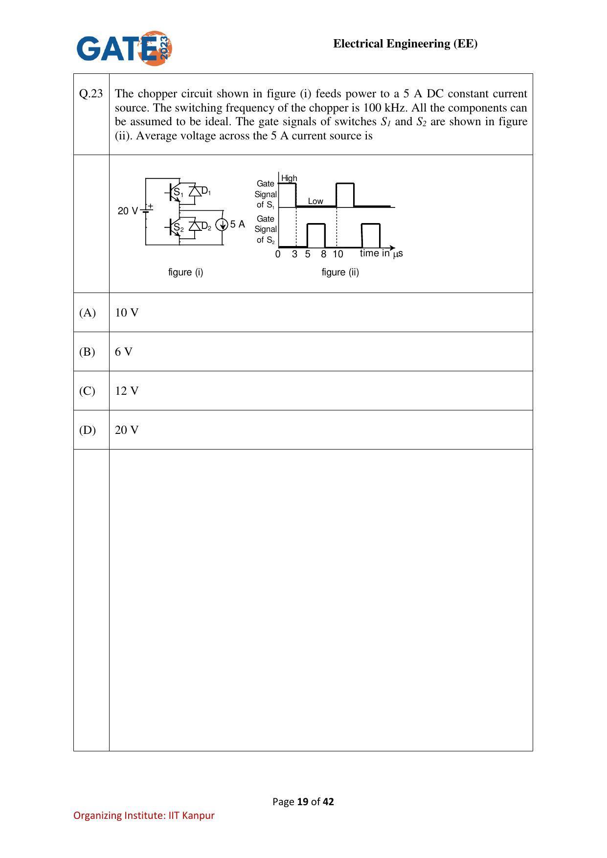 GATE 2023 Electrical Engineering (EE) Question Paper - Page 19