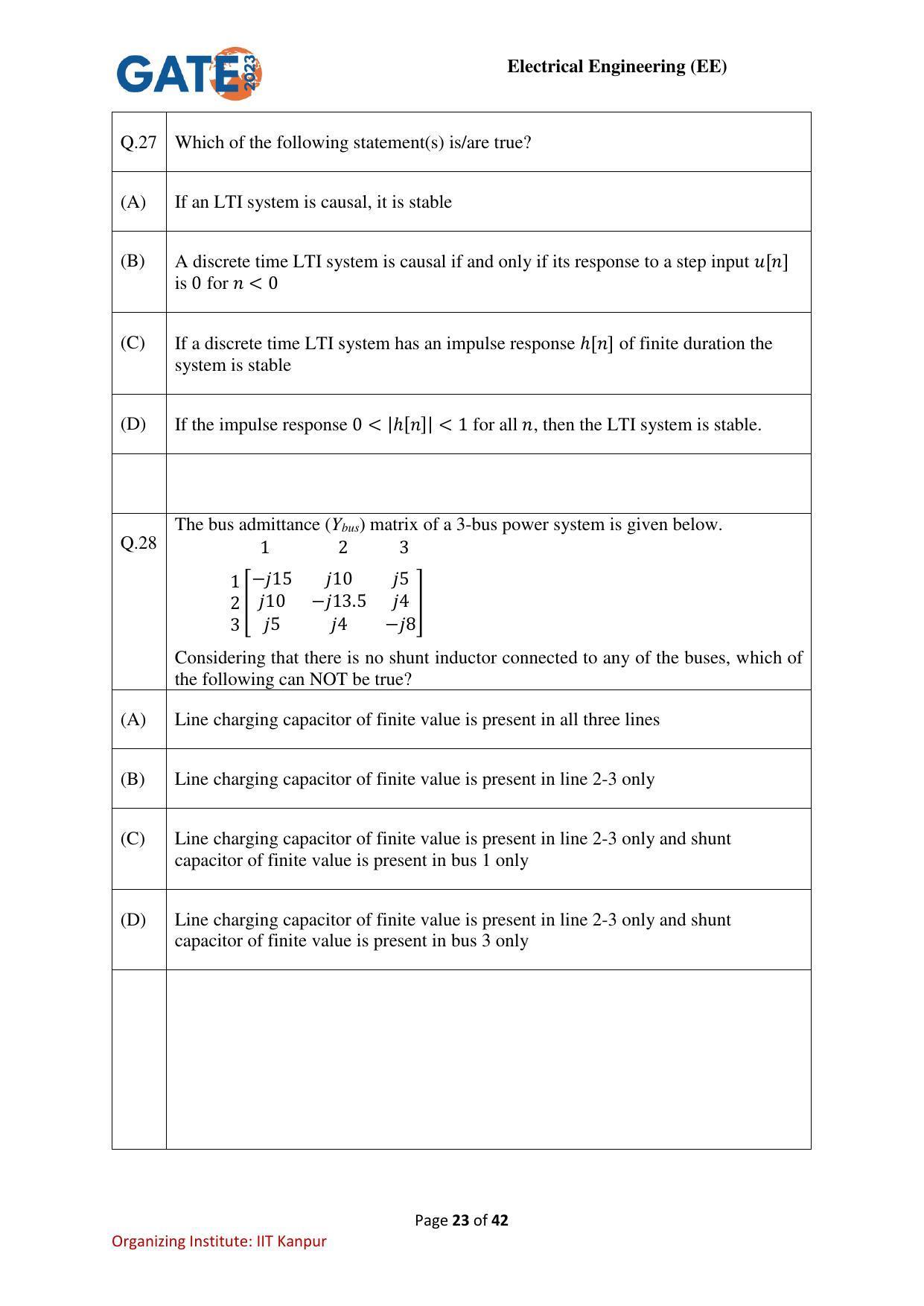 GATE 2023 Electrical Engineering (EE) Question Paper - Page 23