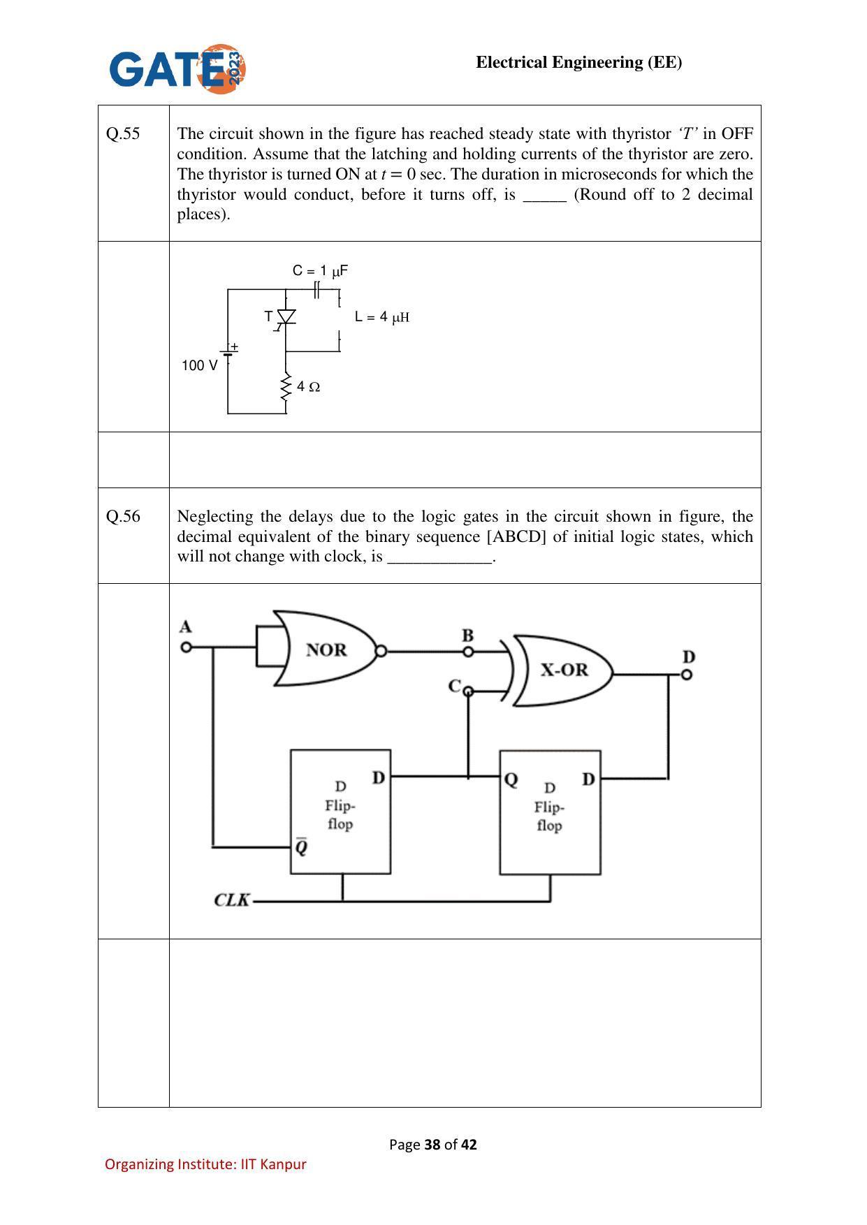 GATE 2023 Electrical Engineering (EE) Question Paper - Page 38