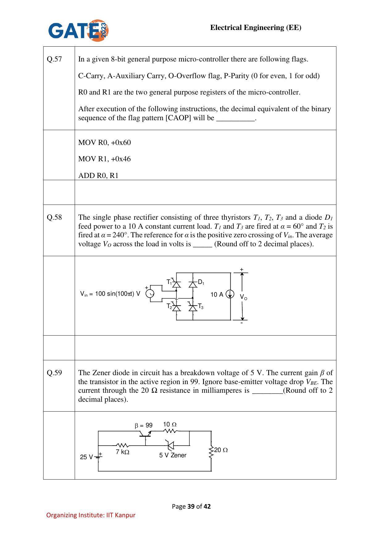 GATE 2023 Electrical Engineering (EE) Question Paper - Page 39