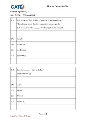 GATE 2023 Electrical Engineering (EE) Question Paper