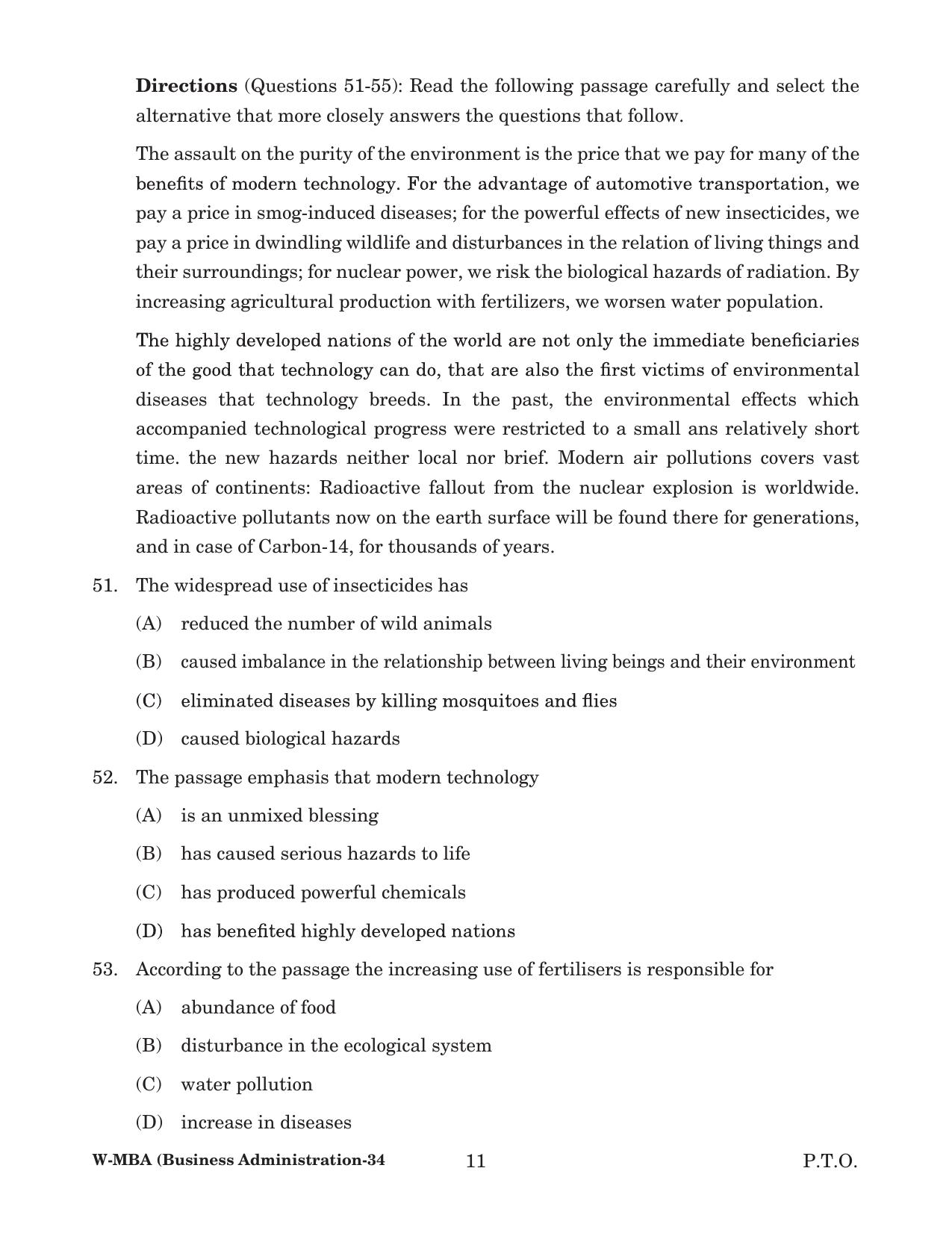 Odisha CPET 2022 MBA Question Paper - Page 11