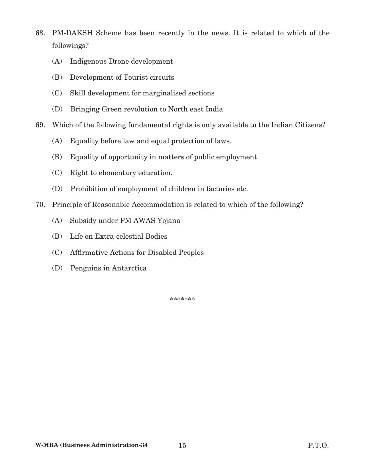 Odisha CPET 2022 MBA Question Paper - Page 15