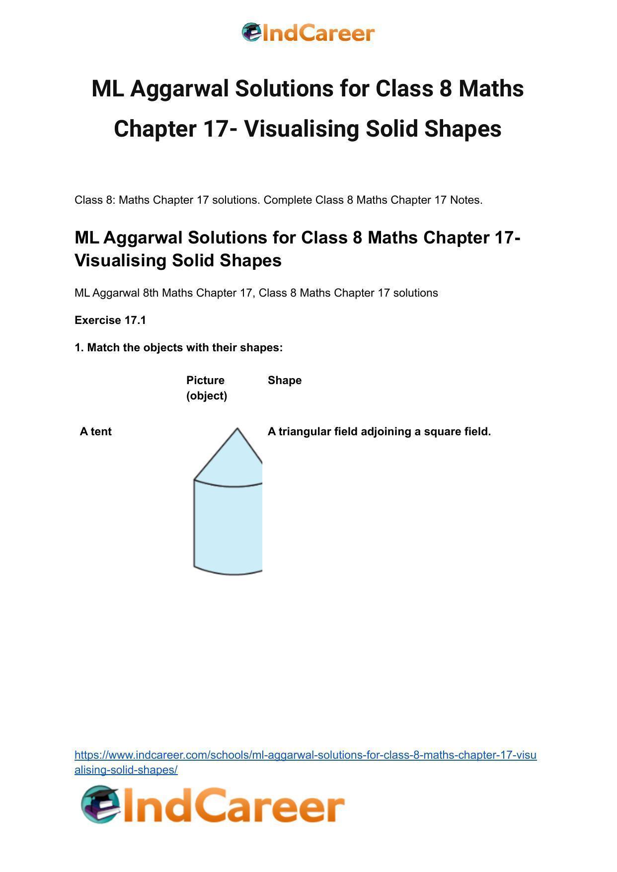 ML Aggarwal Solutions for Class 8 Maths Chapter 17- Visualising Solid Shapes - Page 2