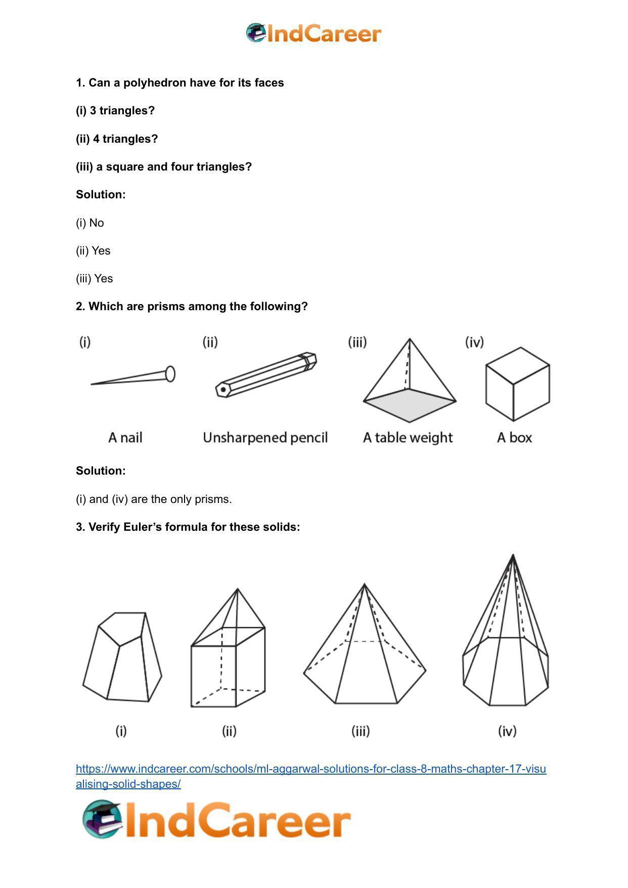 ML Aggarwal Solutions for Class 8 Maths Chapter 17- Visualising Solid Shapes - Page 16