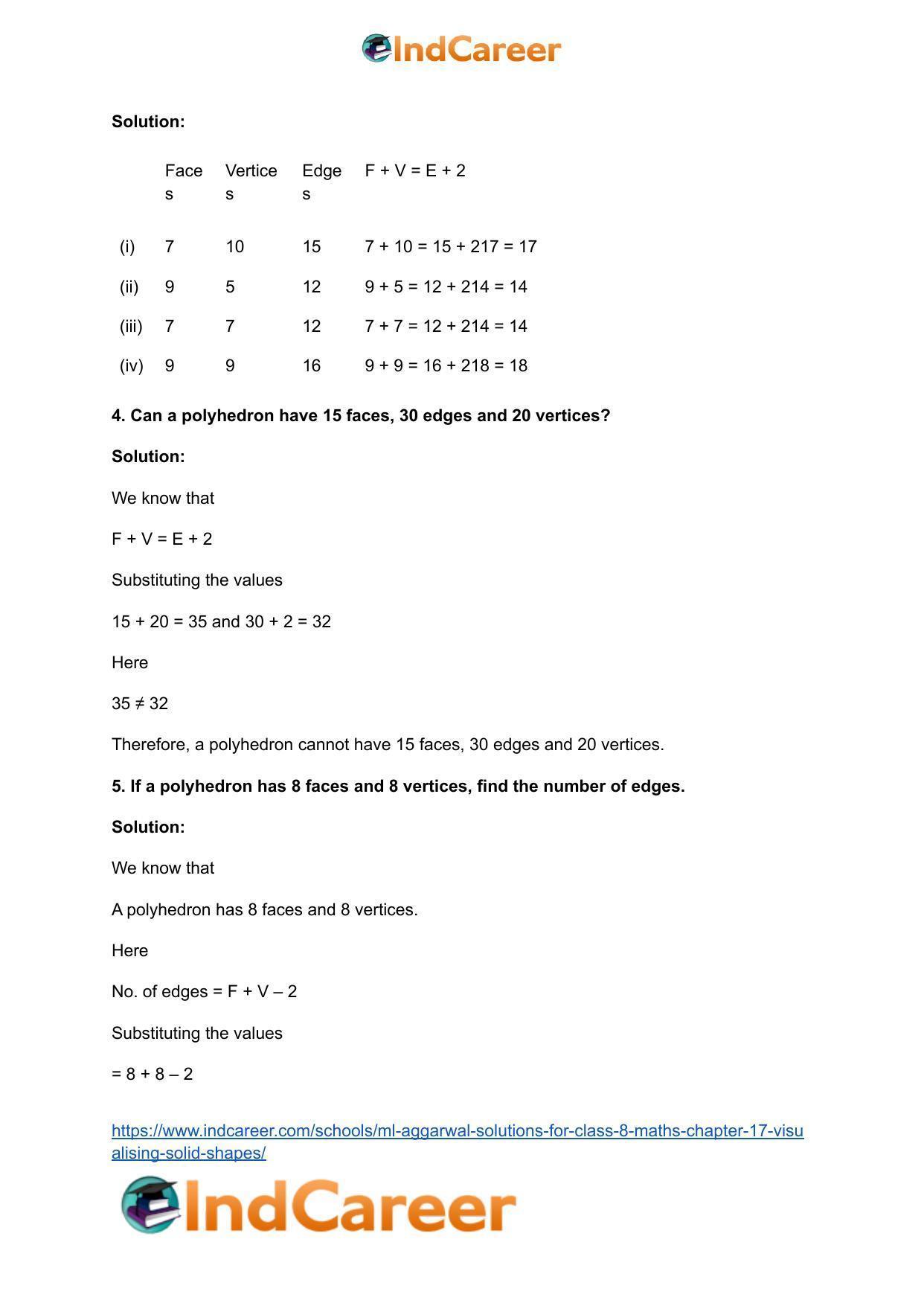 ML Aggarwal Solutions for Class 8 Maths Chapter 17- Visualising Solid Shapes - Page 17