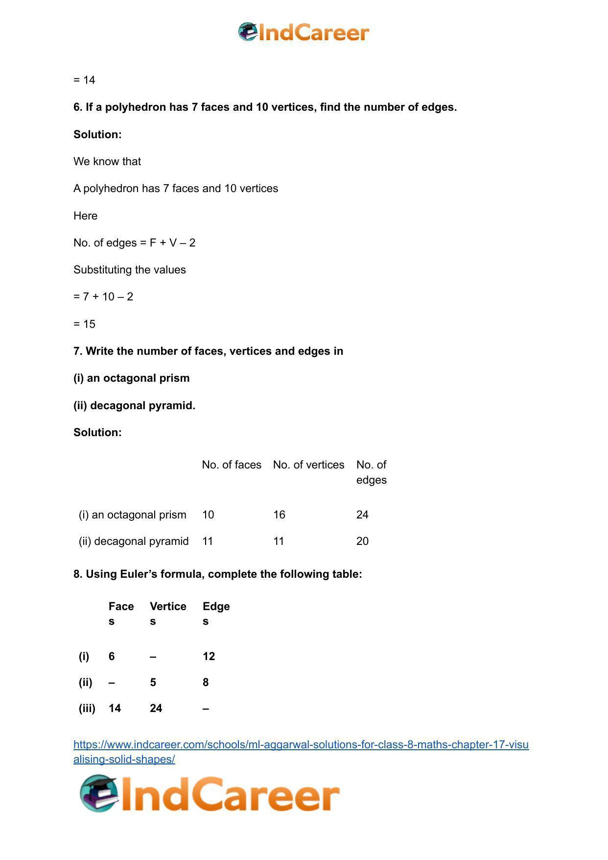 ML Aggarwal Solutions for Class 8 Maths Chapter 17- Visualising Solid Shapes - Page 18