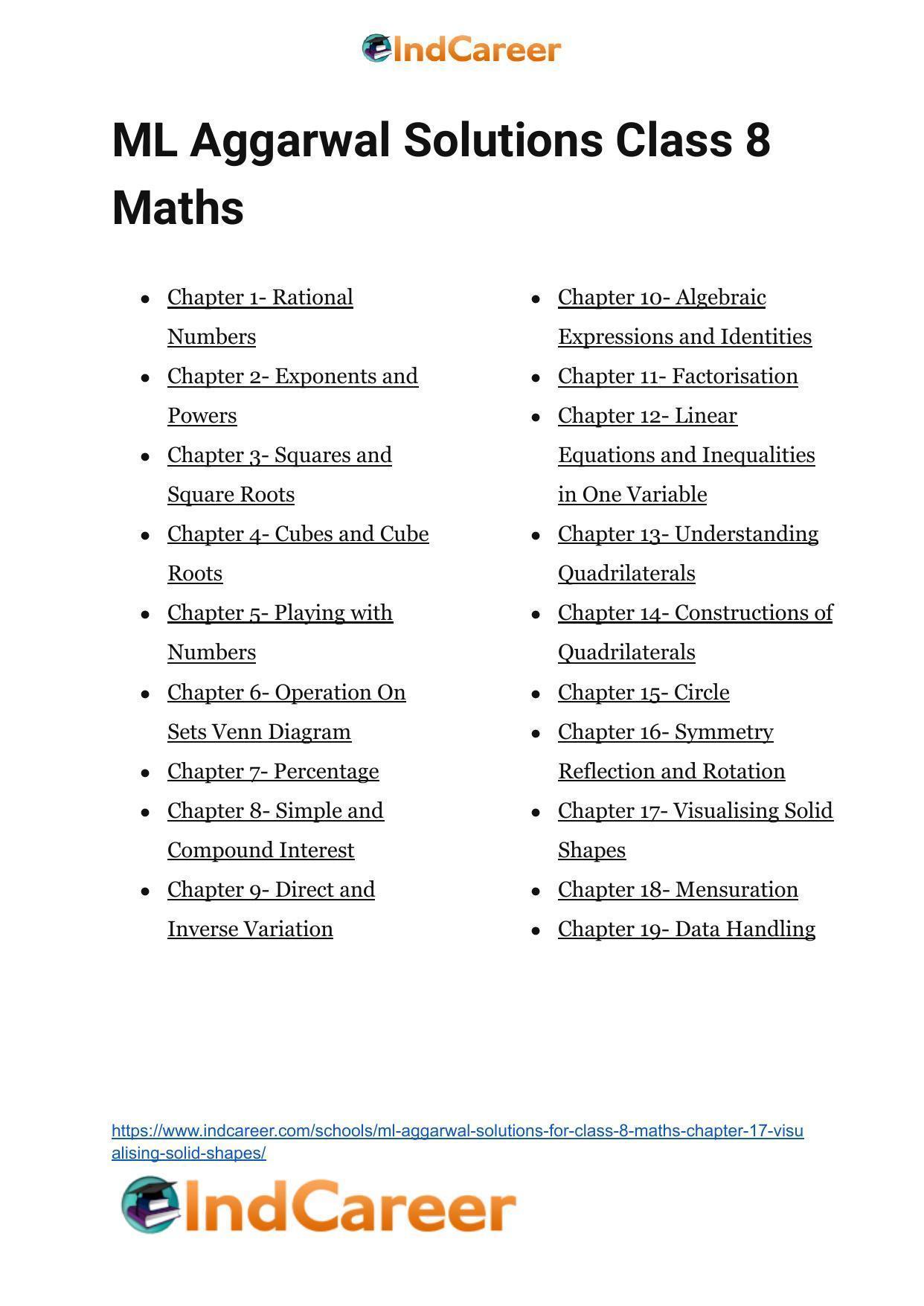 ML Aggarwal Solutions for Class 8 Maths Chapter 17- Visualising Solid Shapes - Page 20