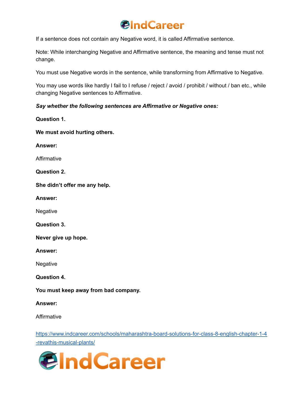 Maharashtra Board Solutions for Class 8- English: Chapter 1.4- Revathi’s Musical Plants - Page 4