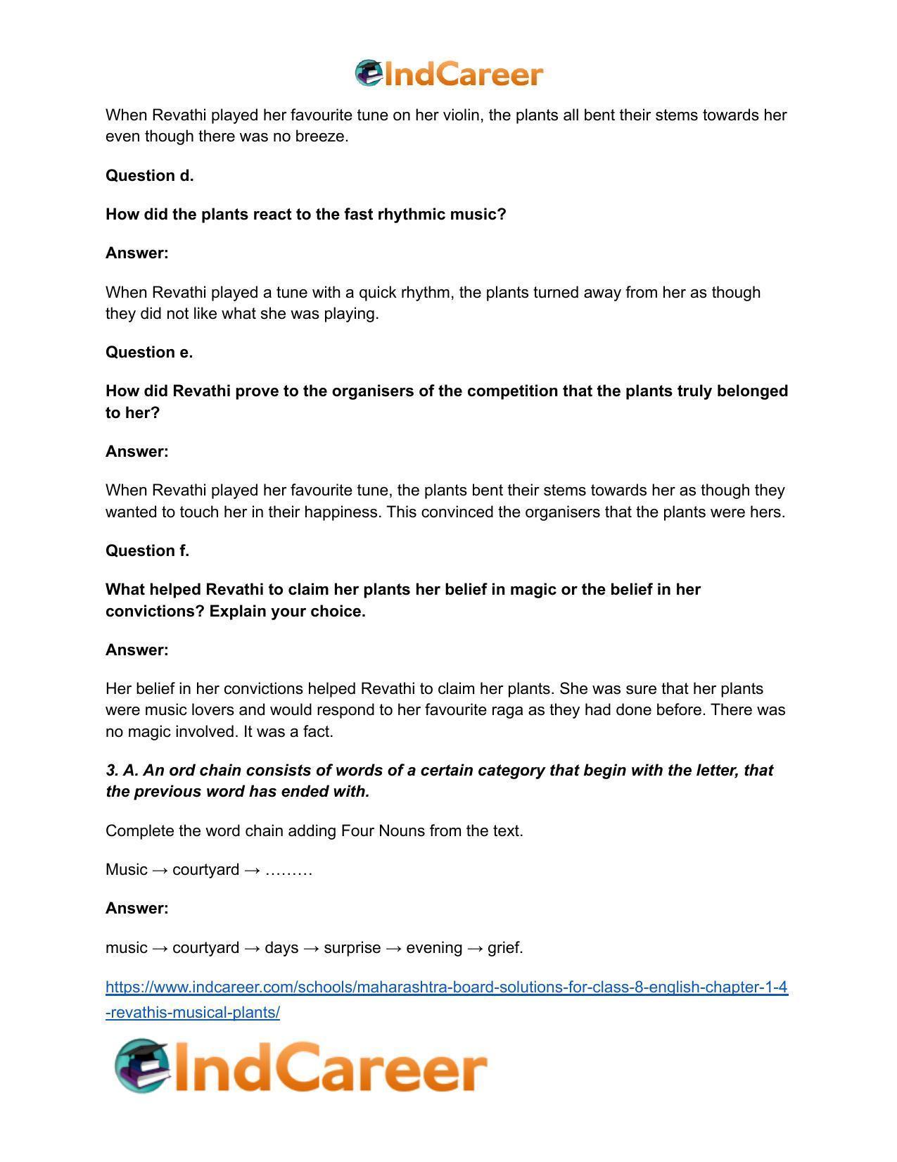 Maharashtra Board Solutions for Class 8- English: Chapter 1.4- Revathi’s Musical Plants - Page 7