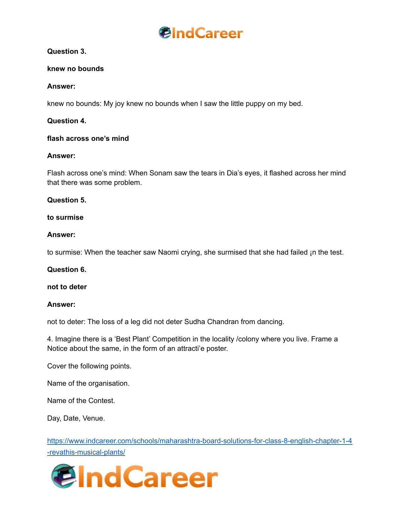 Maharashtra Board Solutions for Class 8- English: Chapter 1.4- Revathi’s Musical Plants - Page 9