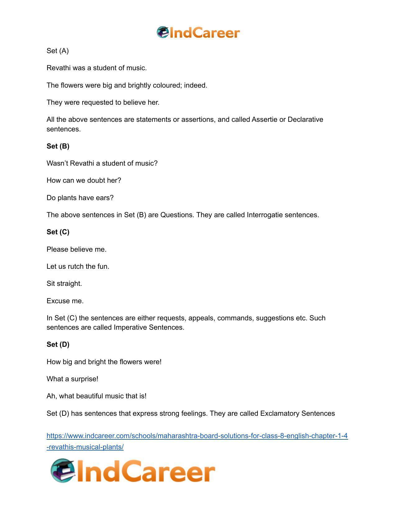 Maharashtra Board Solutions for Class 8- English: Chapter 1.4- Revathi’s Musical Plants - Page 11