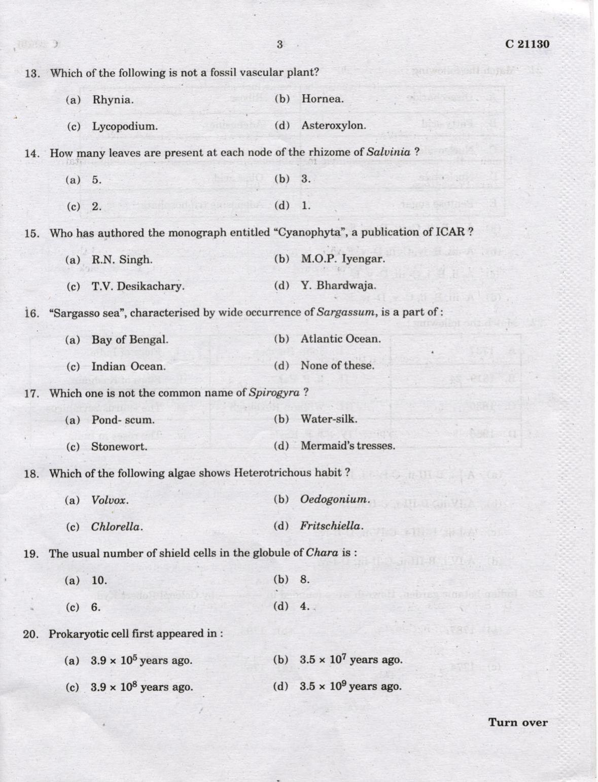CUCAT 2022 M.Sc. Applied Plant Science Question Paper - Page 3