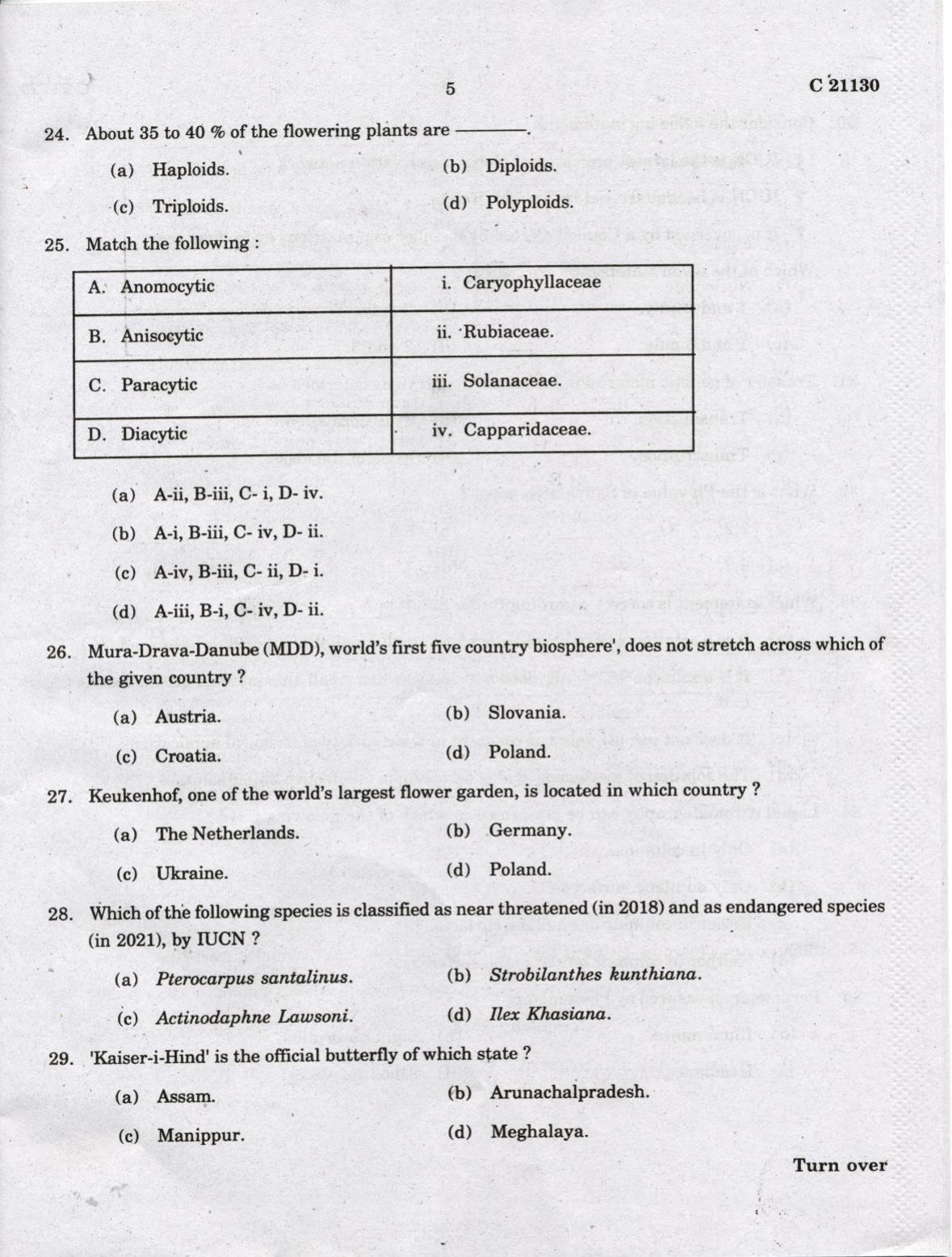 CUCAT 2022 M.Sc. Applied Plant Science Question Paper - Page 5