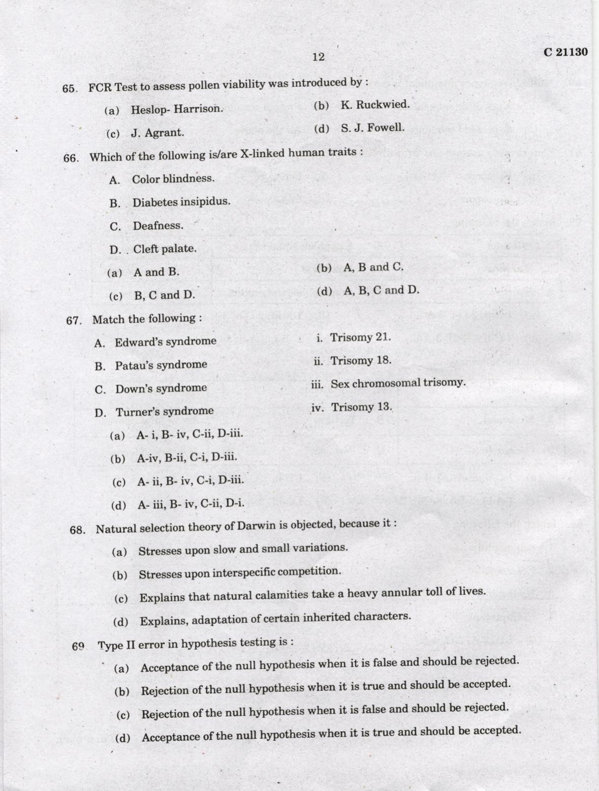 CUCAT 2022 M.Sc. Applied Plant Science Question Paper - Page 12