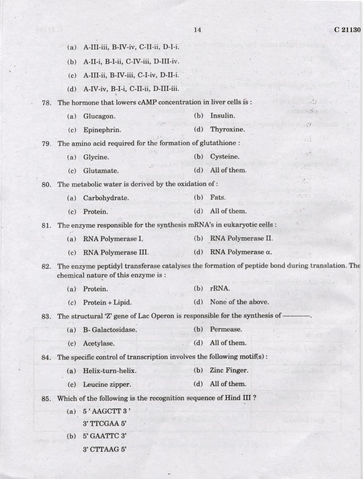 CUCAT 2022 M.Sc. Applied Plant Science Question Paper - Page 14