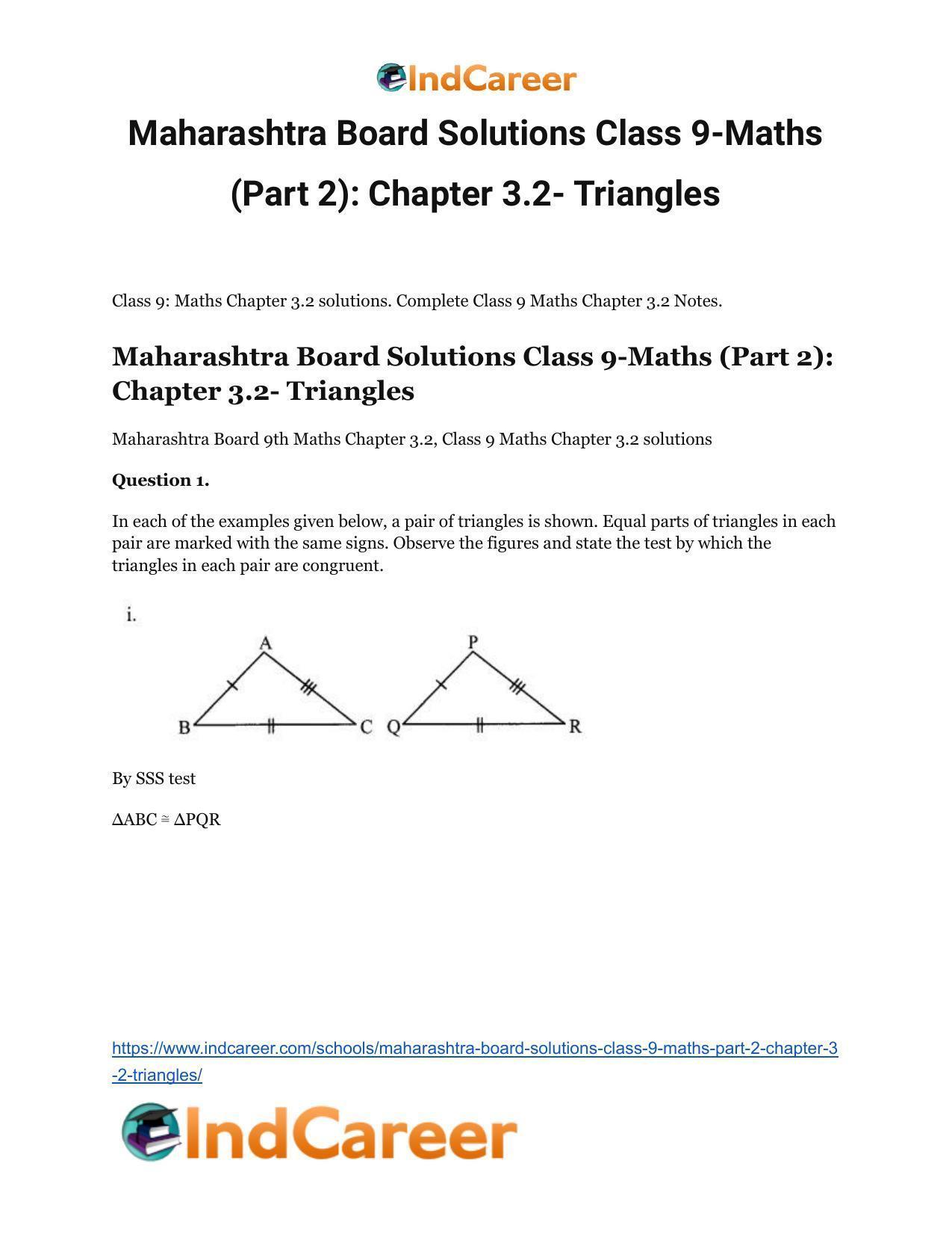 Maharashtra Board Solutions Class 9-Maths (Part 2): Chapter 3.2- Triangles - Page 2
