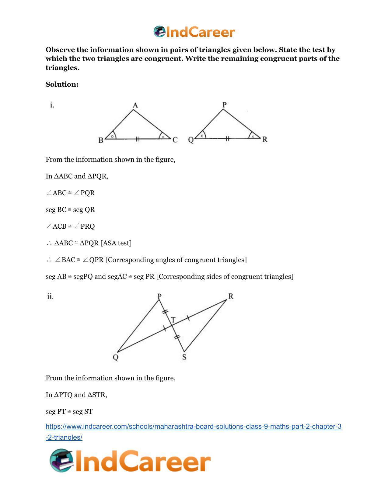 Maharashtra Board Solutions Class 9-Maths (Part 2): Chapter 3.2- Triangles - Page 4