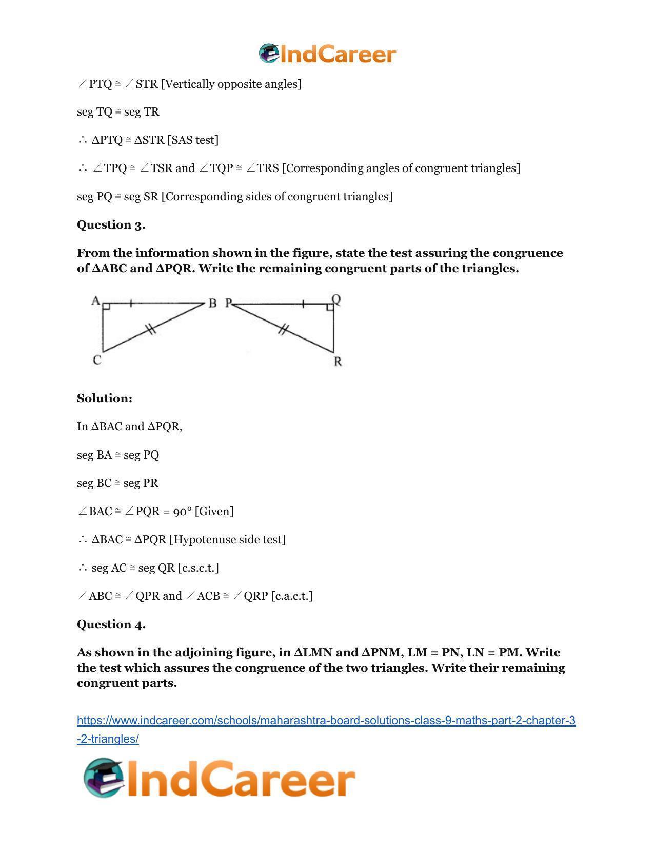 Maharashtra Board Solutions Class 9-Maths (Part 2): Chapter 3.2- Triangles - Page 5