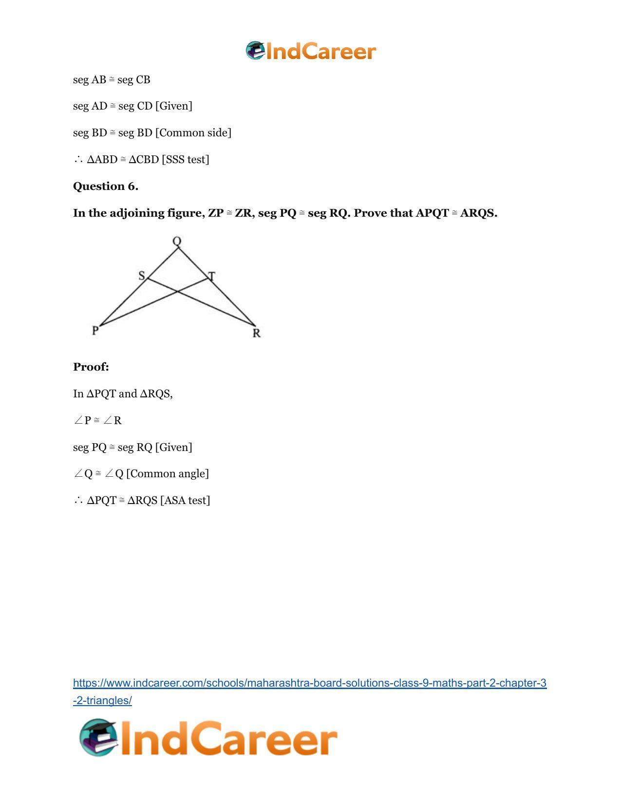 Maharashtra Board Solutions Class 9-Maths (Part 2): Chapter 3.2- Triangles - Page 7