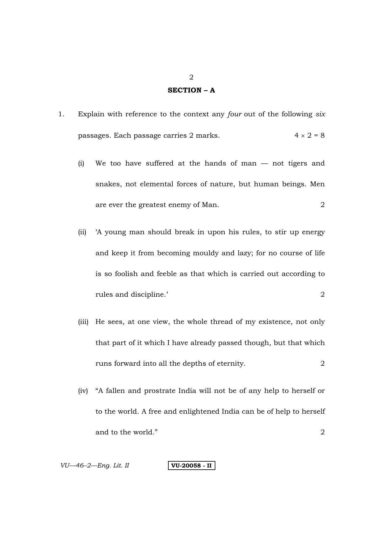 RBSE English Literature II 2011 Varishtha Upadhyay Question Paper - Page 2