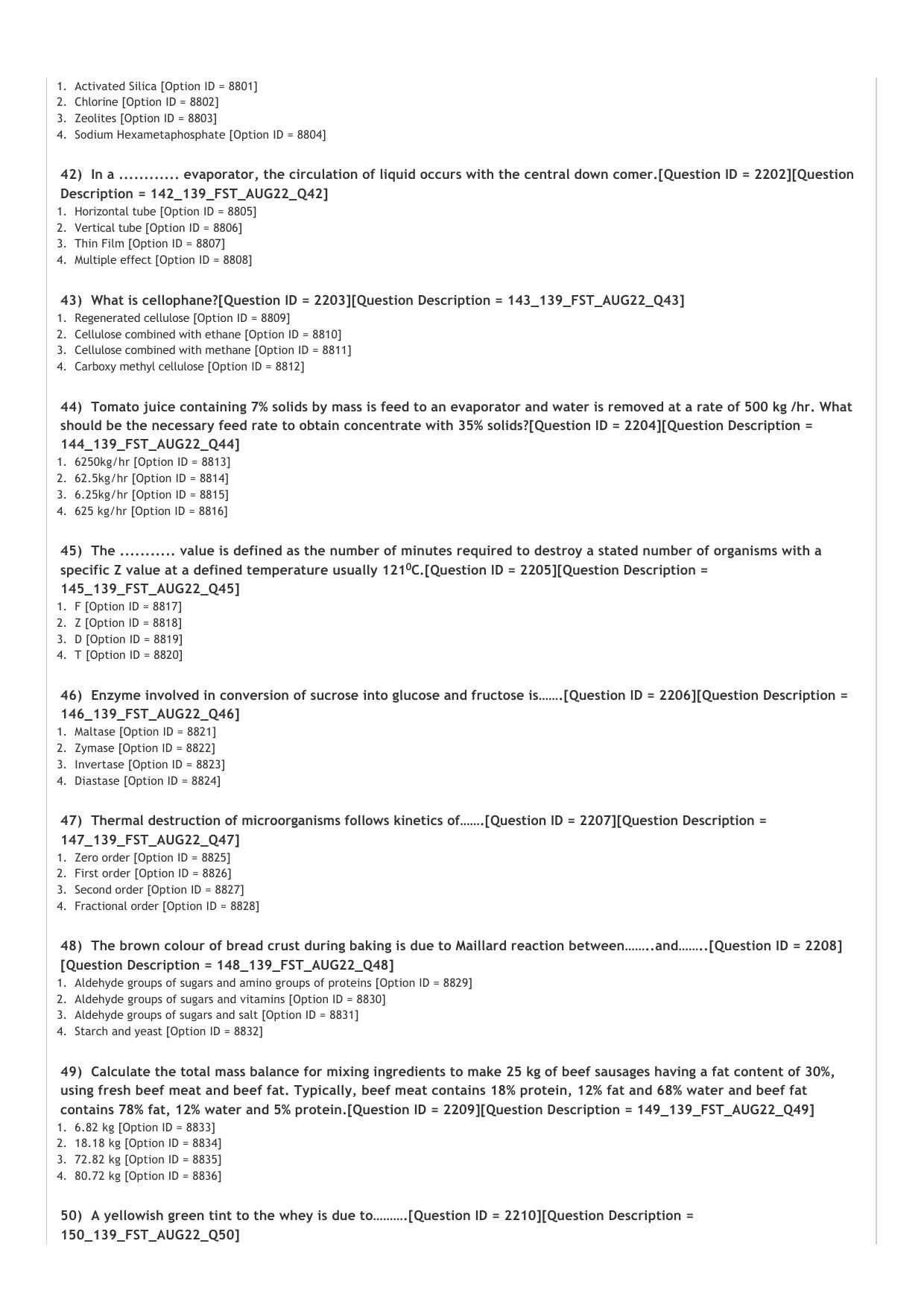 ICAR AIEEA PG 2022 FOOD SCIENCE TECHNOLOGY Question Paper - Page 6
