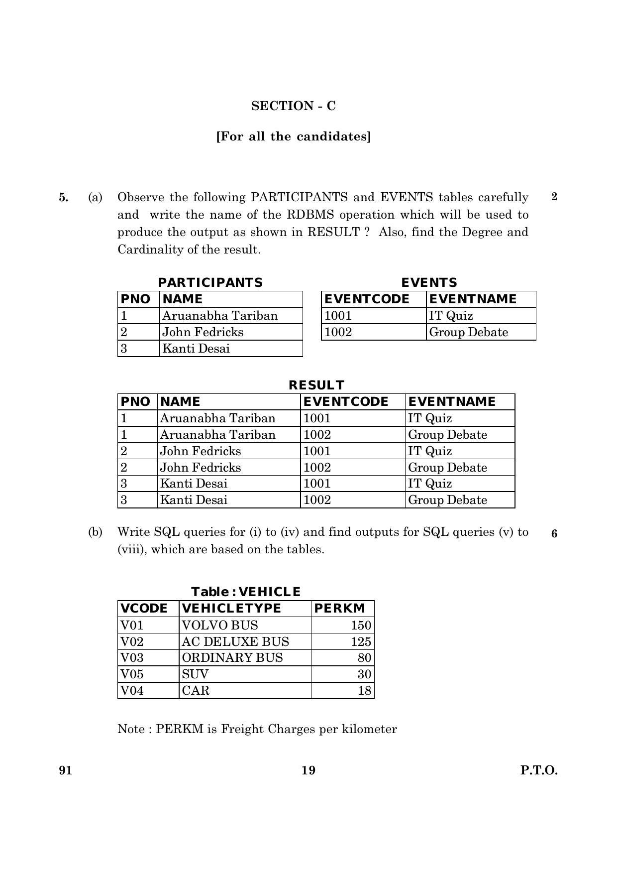 CBSE Class 12 091 Computer Science 2016 Question Paper - Page 19