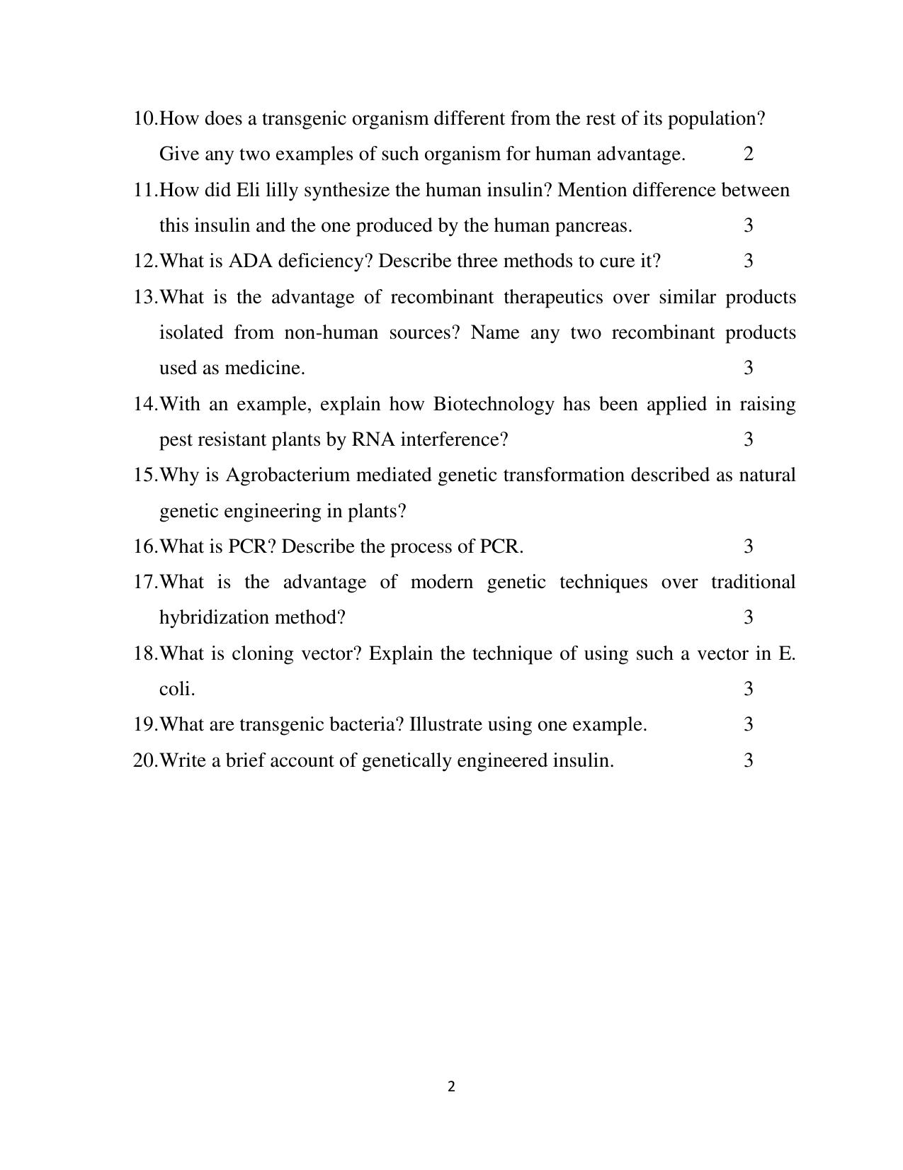 CBSE Worksheets for Class 12 Bio Technology Principles and Applications - Page 2
