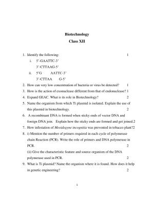 CBSE Worksheets for Class 12 Bio Technology Principles and Applications
