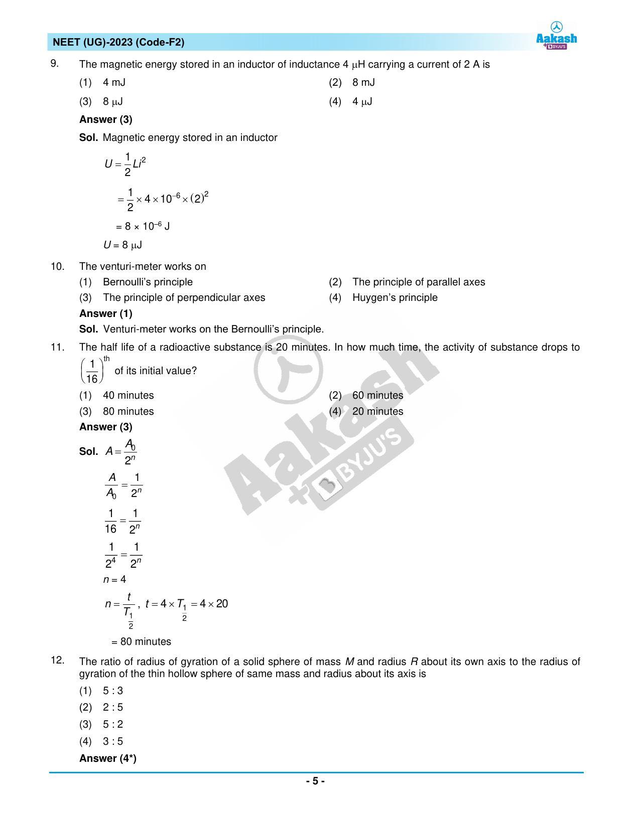 NEET 2023 Question Paper F2 - Page 5