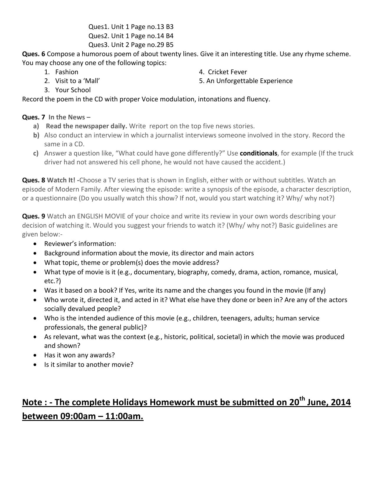 CBSE Worksheets for Class 9 English Assignment 16 - Page 2