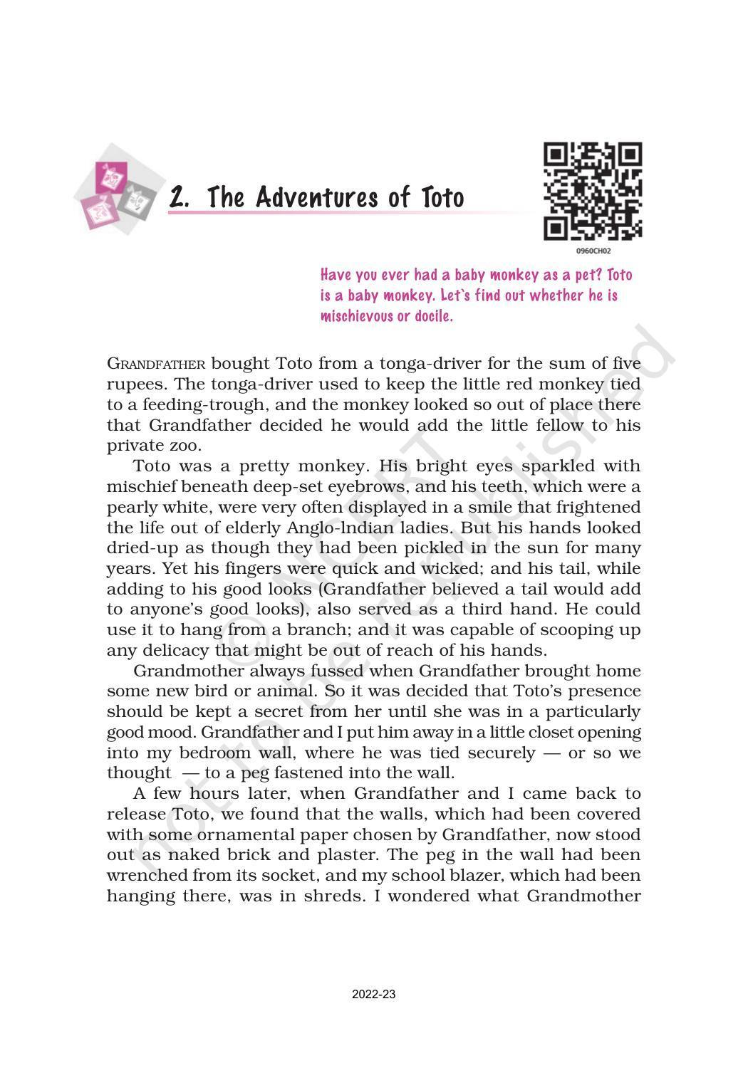 NCERT Book for Class 9 English Moment Chapter 2 The Adventures of Toto - Page 1