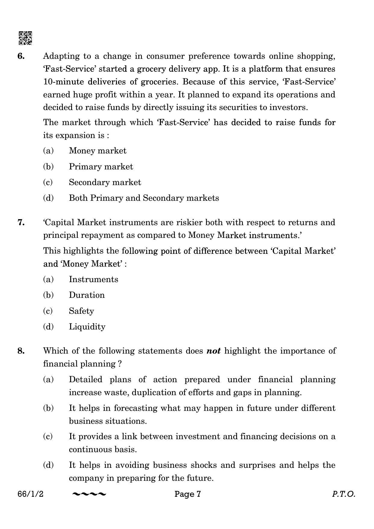 CBSE Class 12 66-1-2 Business Studies 2023 Question Paper - Page 7