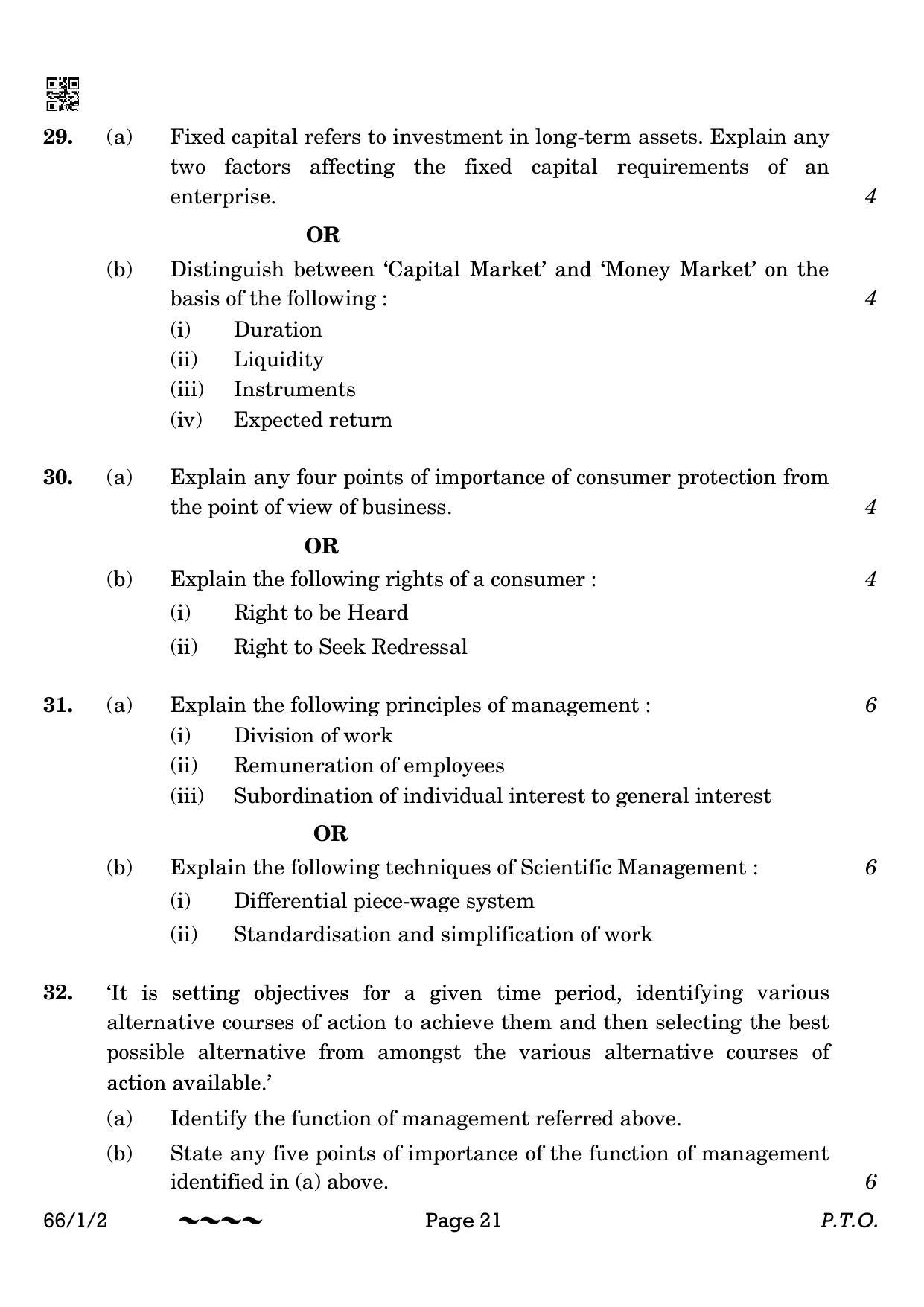 CBSE Class 12 66-1-2 Business Studies 2023 Question Paper - Page 21