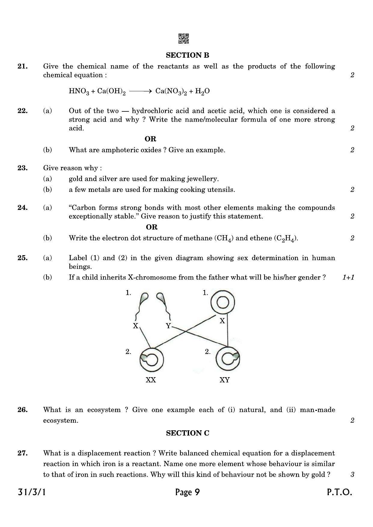 CBSE Class 10 QP_086_SCIENCE 2021 Compartment Question Paper - Page 9