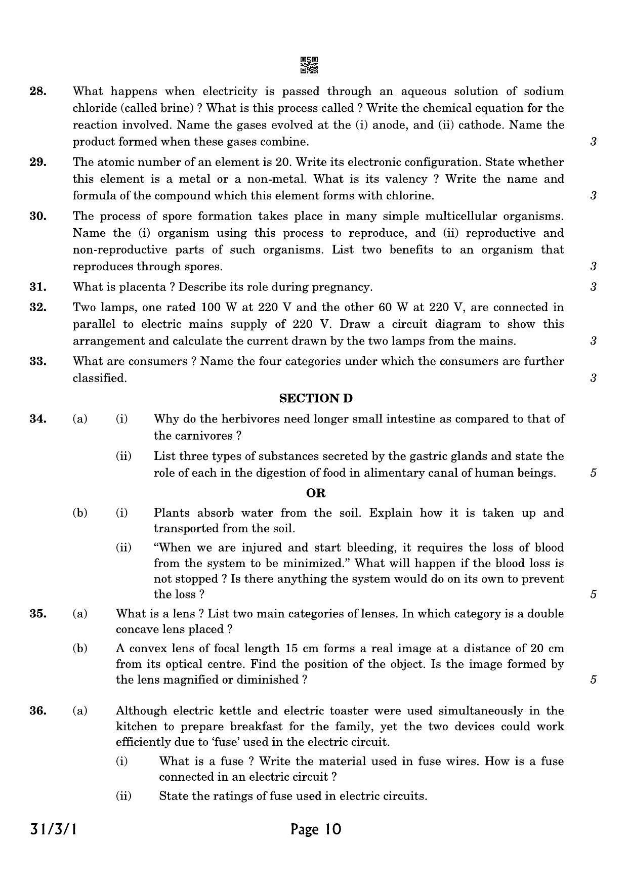 CBSE Class 10 QP_086_SCIENCE 2021 Compartment Question Paper - Page 10
