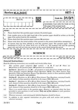 CBSE Class 10 QP_086_SCIENCE 2021 Compartment Question Paper