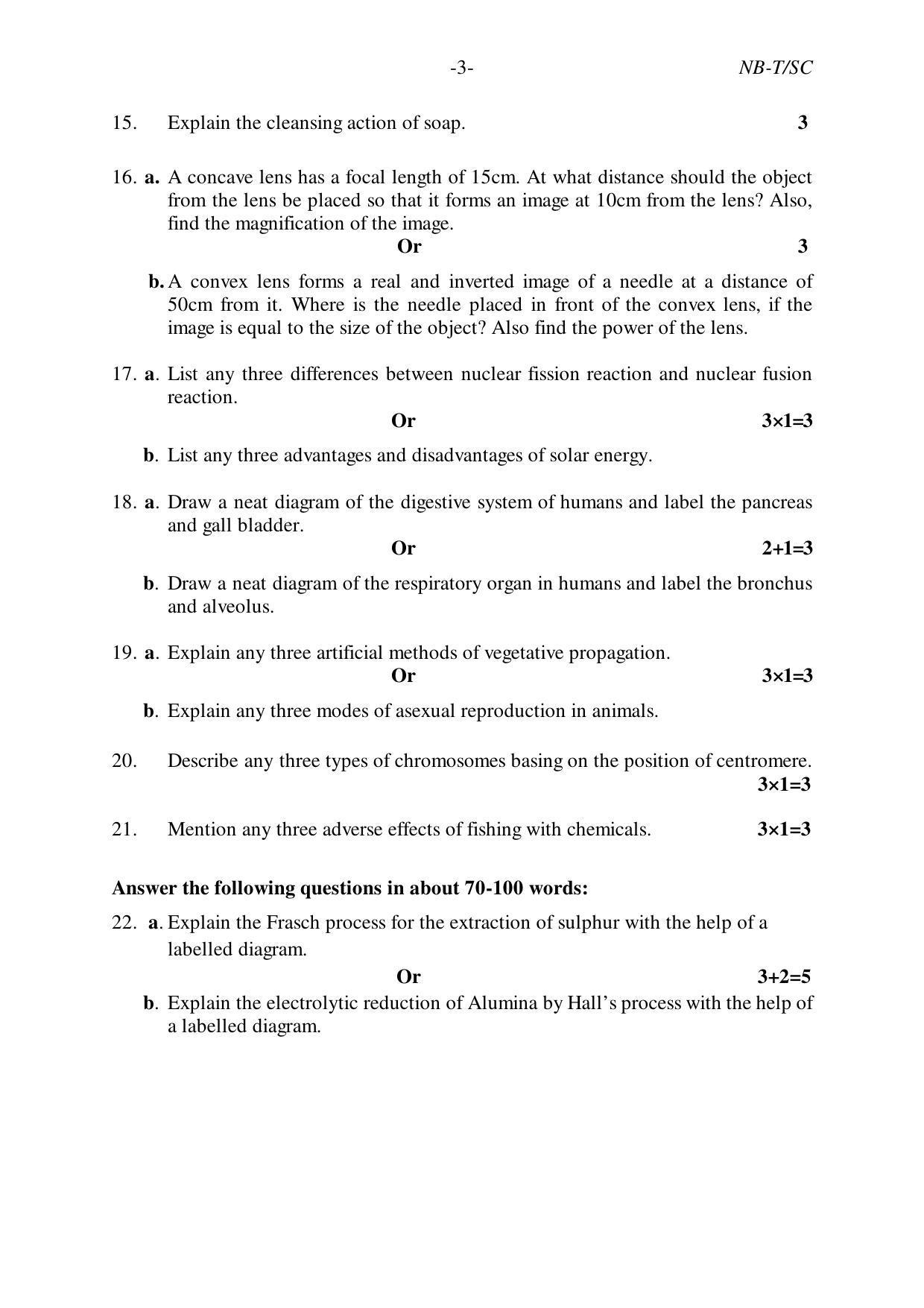 Nagaland Board Class 10 SCIENCE 2019 Question Paper - Page 3