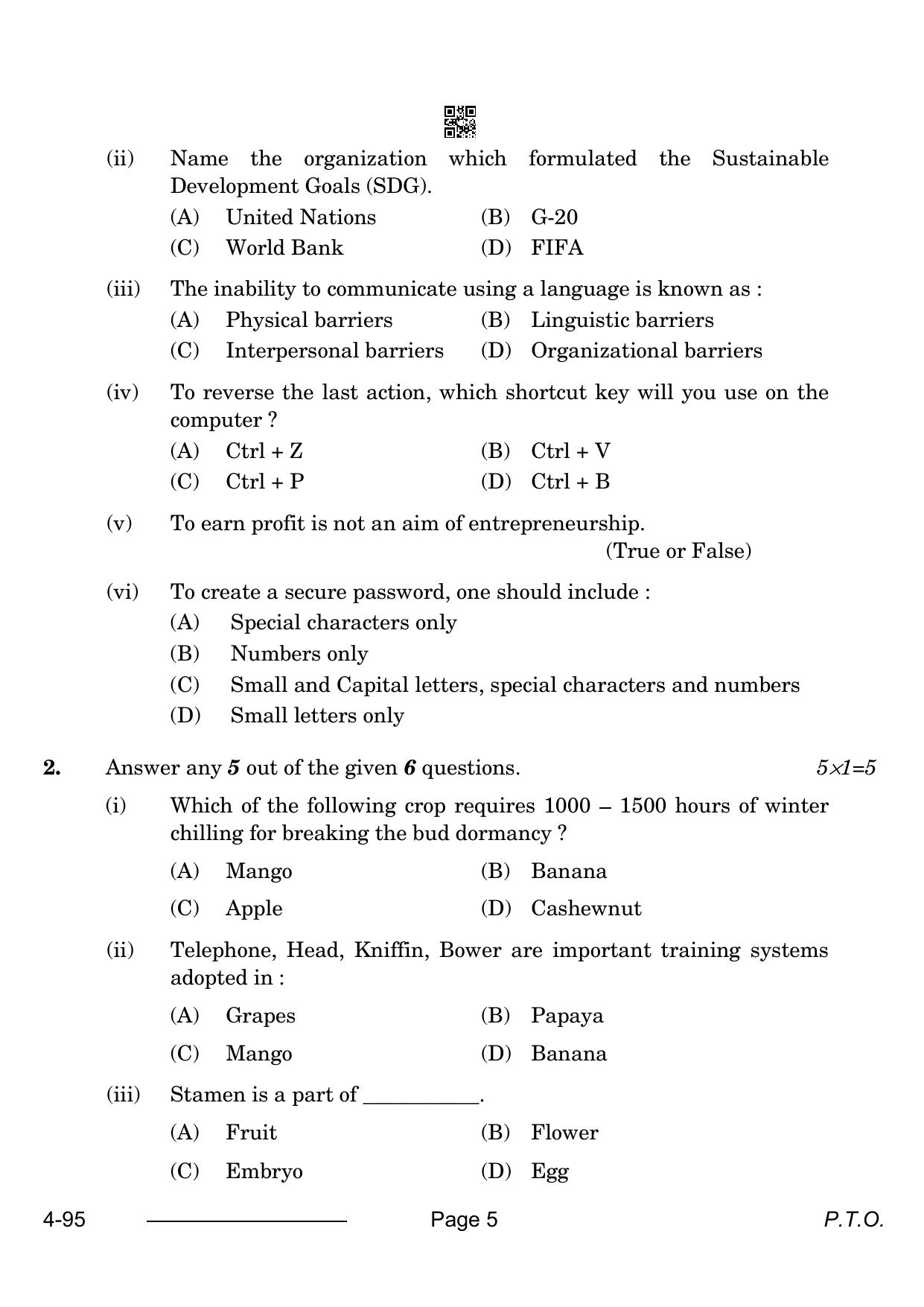 CBSE Class 10 Agriculture 2024 Question Paper - Page 5