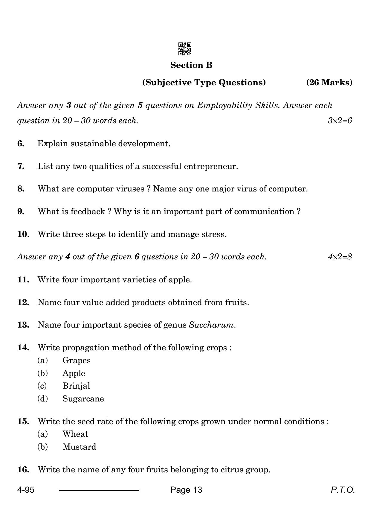 CBSE Class 10 Agriculture 2024 Question Paper - Page 13