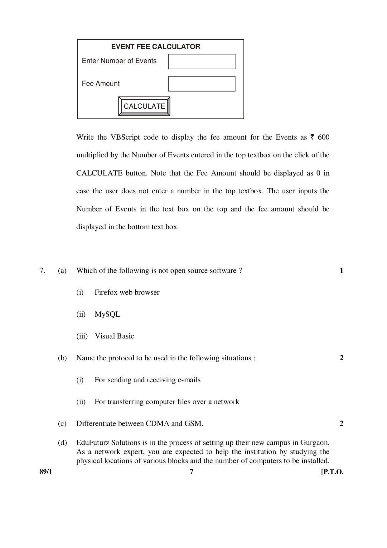 CBSE Class 12 89-1 MULTIMEDIA AND WEB TECHNOLOGY 2016 Question Paper - Page 7